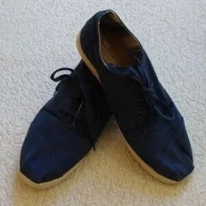 Toms Navy Blue Canvas Lace-Up Sneakers